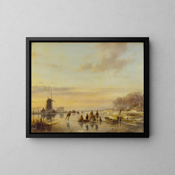 Winter in Holland - Andreas Schelfhout — ingelijst kunstwerk aan de muur