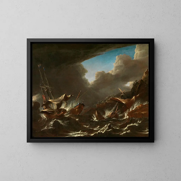 Storm op zee - Andries van Eertvelt — ingelijst kunstwerk aan de muur