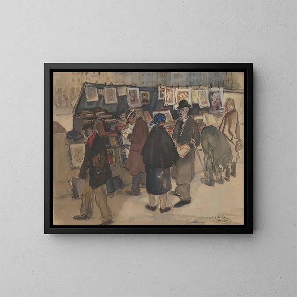 De boekverkopers van Parijs - Andrus Johani — ingelijst kunstwerk aan de muur