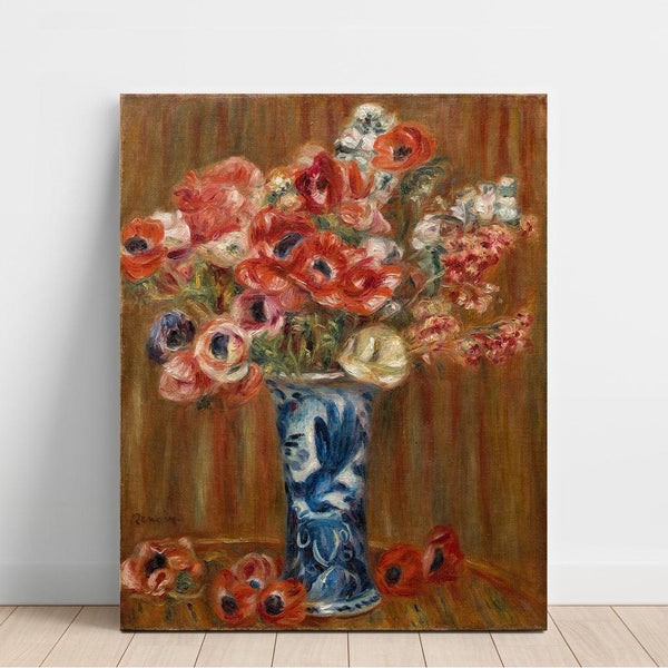 Anémones au Vase de Delft - Pierre-Auguste Renoir | Reproduction Tableau Décoration murale affiche copie
