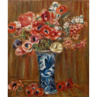 Anémones au Vase de Delft - Pierre-Auguste Renoir | Reproduction Tableau Décoration murale affiche copie