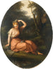 Silvia die zich met bloemen versiert onder het toezicht van Daphne - Angelica Kauffman — weergave van het kunstwerk