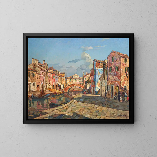 Een uitzicht op Burano - Angelo Pavan — ingelijst kunstwerk aan de muur