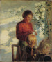 Twee kleine meisjes leren naaien - Anna Ancher — weergave van het kunstwerk