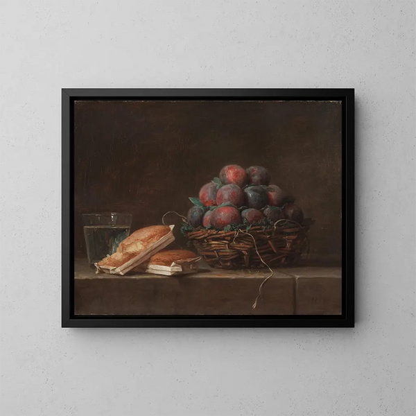 Pruimenmandje - Anne Vallayer-Coster — ingelijst kunstwerk aan de muur