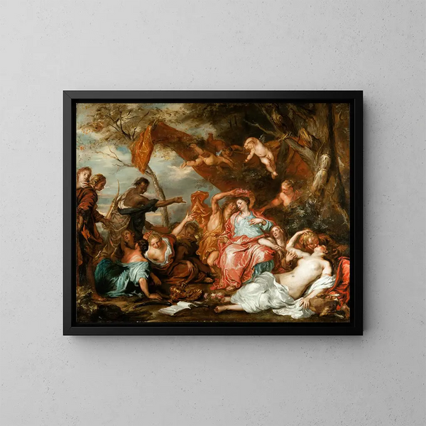 Amaryllis en Mirtillo, scène uit Pastor Fido van Guarini - Anoniem — ingelijst kunstwerk aan de muur