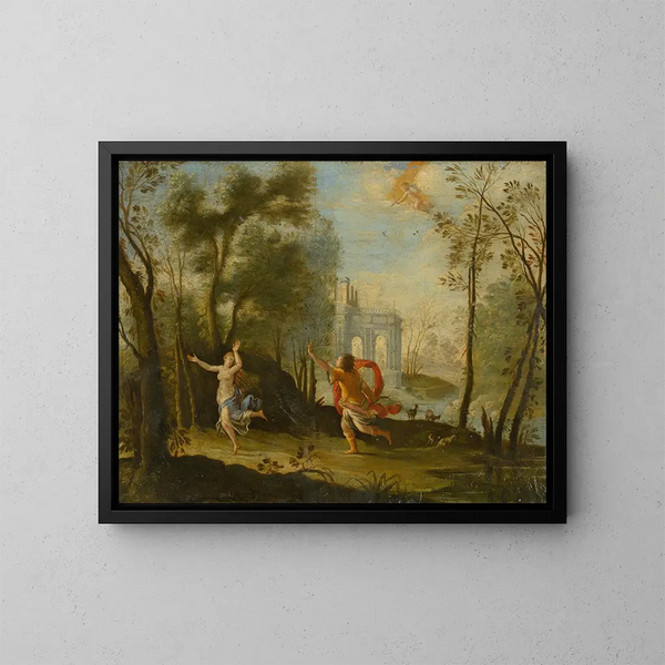 Apollon die Daphne achtervolgt - Anoniem — ingelijst kunstwerk aan de muur