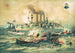 van de scheepsslag bij Santiago de Cuba op 3 juli 1898 door de admiraal Cervera - Anoniem — weergave van het kunstwerk