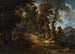 Landschap met een weg door een bos - Anoniem — weergave van het kunstwerk