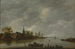 Uitzicht op rivier met een dorpse kerk - Anoniem — weergave van het kunstwerk