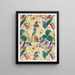 Design textiel Tropische bloemen II - Anoniem — ingelijst kunstwerk aan de muur