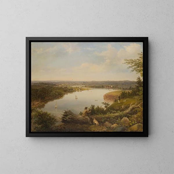 De vallei van de Hudson-rivier bij Hudson, New York - Anoniem — ingelijst kunstwerk aan de muur