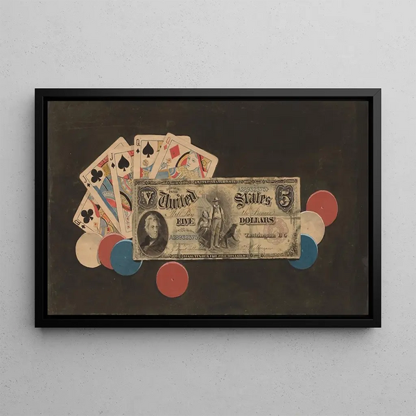 Anonymous - Trompe lOeil A Full House with Chips and a 5 Bill.webp