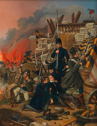 Anonymous - Verteidigung eines Linientores durch Nationalgarde Akademische Legion und Mobilgarde.webp