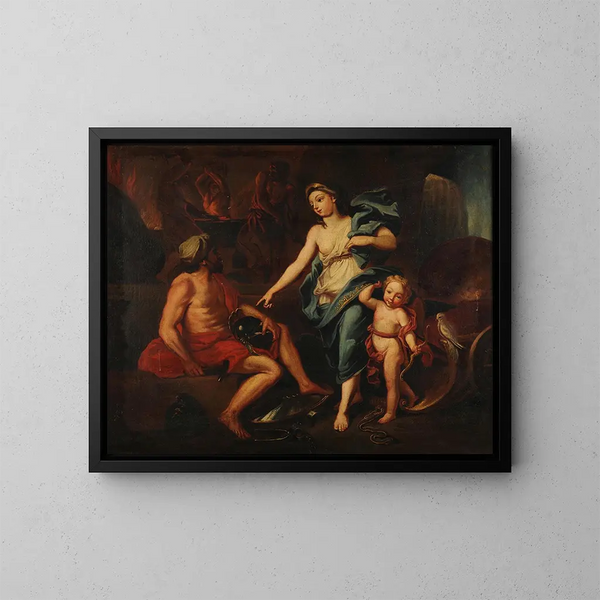 Venus vraagt Vulcanus om wapens voor Aeneas - Anoniem — ingelijst kunstwerk aan de muur