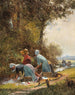 Lavandières aan de rivier - Anoniem — weergave van het kunstwerk