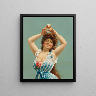 Anonymous - Woman holding glass of beer over her head.webp