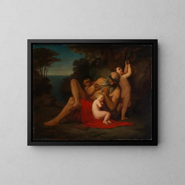 Silen met een slapende Bacchus-kind - Anselm Feuerbach — ingelijst kunstwerk aan de muur
