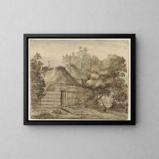 Anthonie van Borssom - Boerderij en een hooiberg tussen bomen.webp