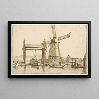Anthonie van Borssom - Overhaal en een molen buiten Amsterdam.webp