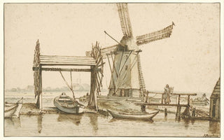 Anthonie van Borssom - Overhaal en een molen buiten Amsterdam.webp