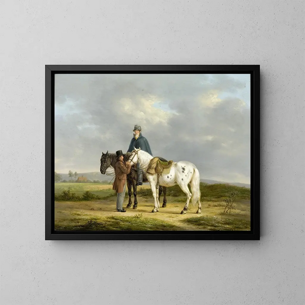 Twee ruiters in een landschap - Anthony Oberman — ingelijst kunstwerk aan de muur