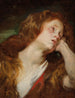 Een jonge vrouw die haar hoofd rust, waarschijnlijk Magdalena de boetvaardige - Antoine van Dyck — weergave van het kunstwerk