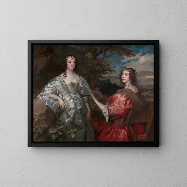 van Katherine, gravin van Chesterfield, en Lucy, gravin van Huntingdon - Antoine van Dyck — ingelijst kunstwerk aan de muur