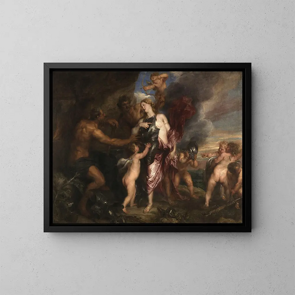 Thétis ontvangt Achilles' nieuwe pantser in Vulcain's atelier - Antoine van Dyck — ingelijst kunstwerk aan de muur