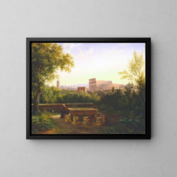 van het uitzicht op het Colosseum vanaf de Orti Farnesiani - Antoine-Félix Boisselier — ingelijst kunstwerk aan de muur