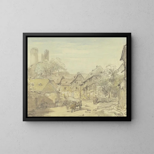 Oberreifenberg met het kasteel van Reifenberg - Anton Burger — ingelijst kunstwerk aan de muur