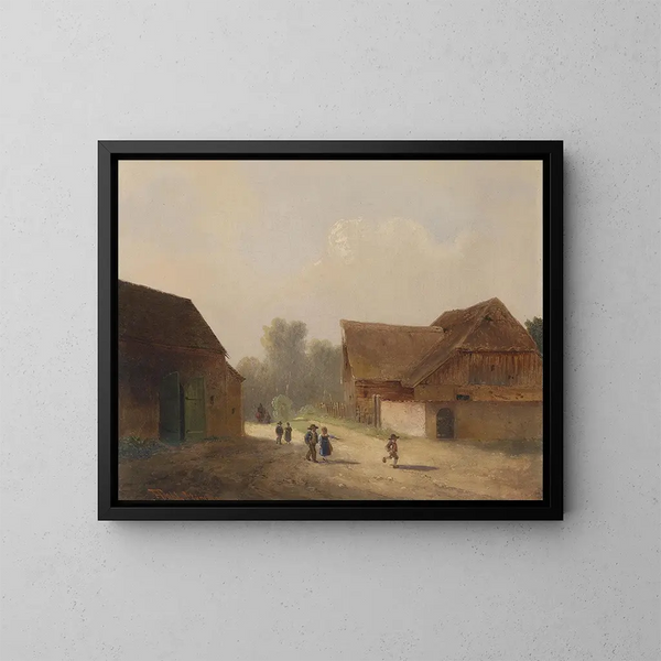 Kinderen op weg naar huis - Anton Doll — ingelijst kunstwerk aan de muur