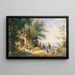 Landschap zomers met boeren die vlas bewerken - Anton Doll — ingelijst kunstwerk aan de muur