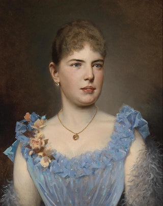Anton Ebert - Portrt einer Dame in blauem Kleid.webp