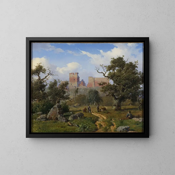 Hammershus - Anton Eduard Kieldrup — ingelijst kunstwerk aan de muur