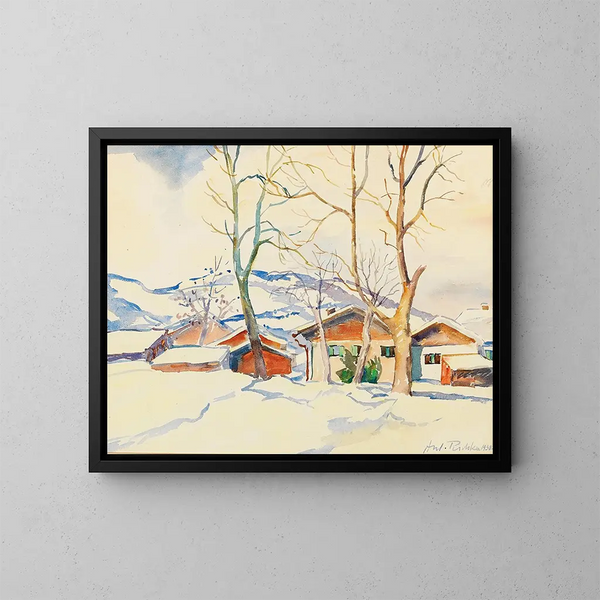 Een winterlandschap - Anton Emanuel Peschka — ingelijst kunstwerk aan de muur