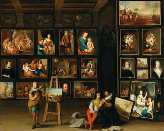 Anton Franz Hampisch - A Picture Gallery With Two Collectors And A Painter At His Easel.webp