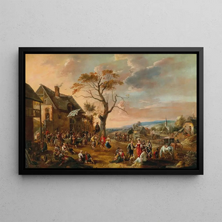 Anton Goubau - A village scene kermis with dancing peasants.webp