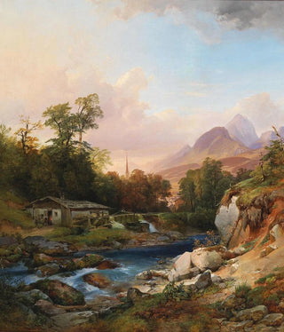 Anton Hansch - A Mountain Landscape With A Smithy.webp