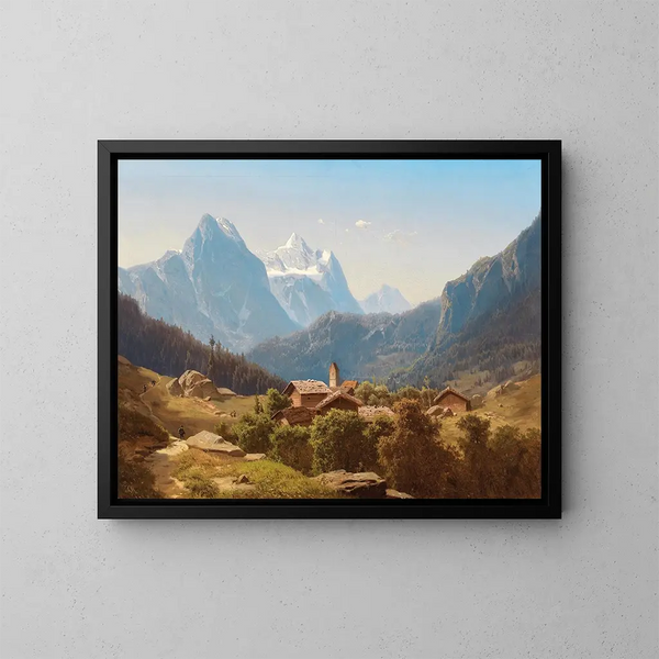 Een scène in de hoge Bernese Alpen Wetterhorn - Anton Hansch — ingelijst kunstwerk aan de muur