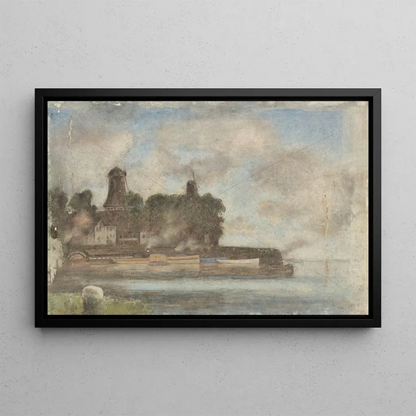 Anton L Koster - Landschap met molens bij water.webp