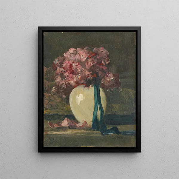 Anton MllerWischin - Rosa Blumen in weier Vase.webp