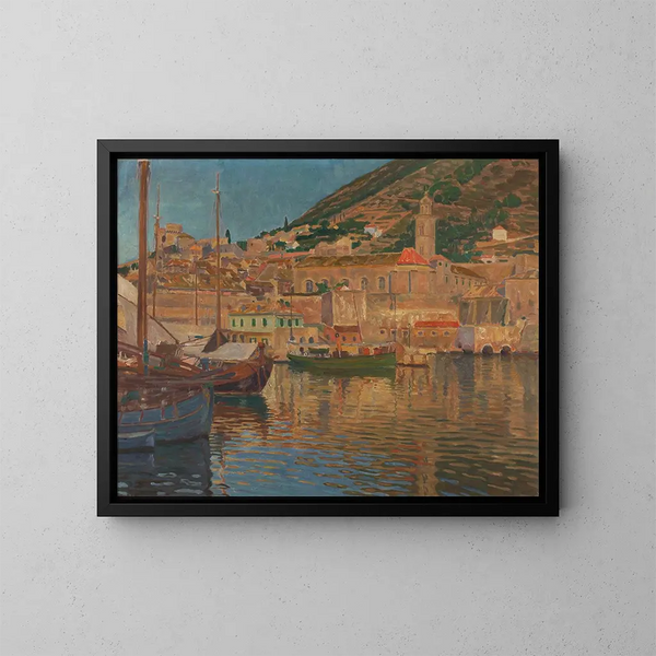 Deel van de haven in Ragusa - Anton Nowak — ingelijst kunstwerk aan de muur