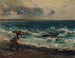 Jongen die op het strand vist - Anton Romako — weergave van het kunstwerk