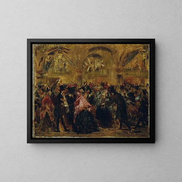 Carnaval op het San Marcoplein in Venetië - Anton Romako — ingelijst kunstwerk aan de muur
