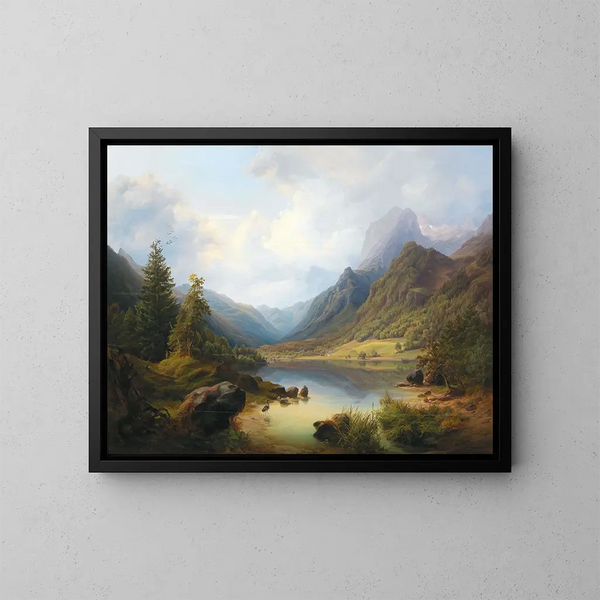 Een uitzicht op Hintersee met Reiteralm - Anton Schiffer — ingelijst kunstwerk aan de muur
