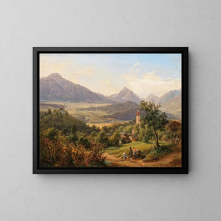 Anton Schiffer - Dorf Arzl und der Kalvarienberg von Innsbruck mit Ansicht Schlo Anna heiligen Wasser der WaldrasterSpitze und kleinen Stubayer Ferner.webp