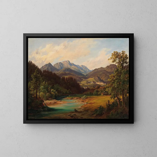 Landschap met klooster - Anton Schiffer — ingelijst kunstwerk aan de muur