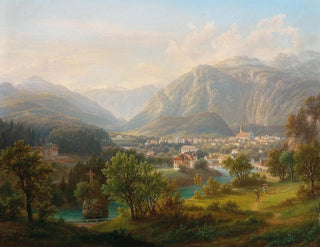 Anton Schiffer - View from the New Schmolnau to the Kreuzstein on the Traun  towards Lauffen the Dachstein Ischl Upper Austria.webp