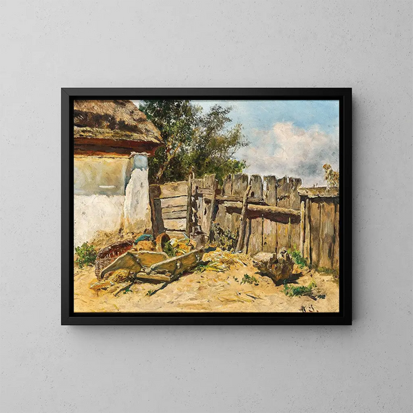 Een rustieke tuin - Anton Schrödl — ingelijst kunstwerk aan de muur